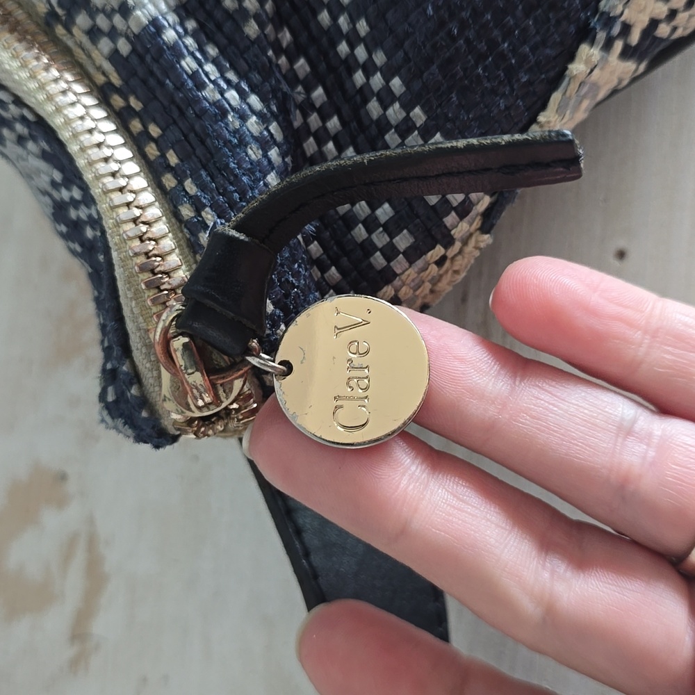Clare V Plaid Fanny Pack In Navy/Cream - Picture 2 of 13